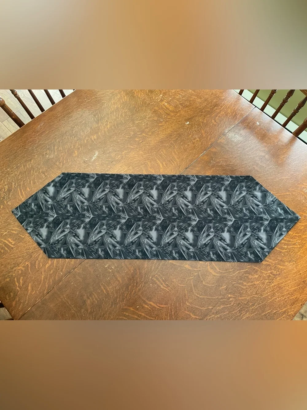 Handmade Table Runner - Fall Apple & Grey/Black Design